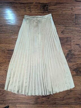 Abercrombie & Fitch Pleated Midi Skirt in Pale Sage Green Size XXS